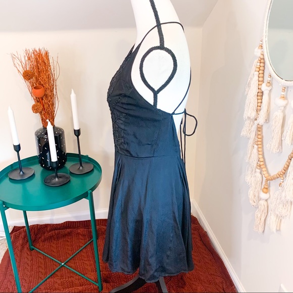 Lovers + Friends Black Embroidered Beaded Sexy Open Back Mini Dress - Picture 5 of 9